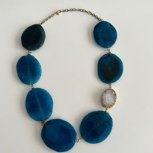 BEAUTIFUL Statement Necklace with Stone and crystal design and gold accents.